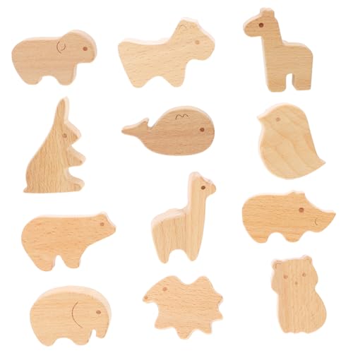 OSALADI 12pcs Wooden Animal Cabinet Knobs Natural Wood Drawer Pulls Cute Animal Knobs with Screws Stylish Drawer Pulls for Kids Room Nursery Dresser
