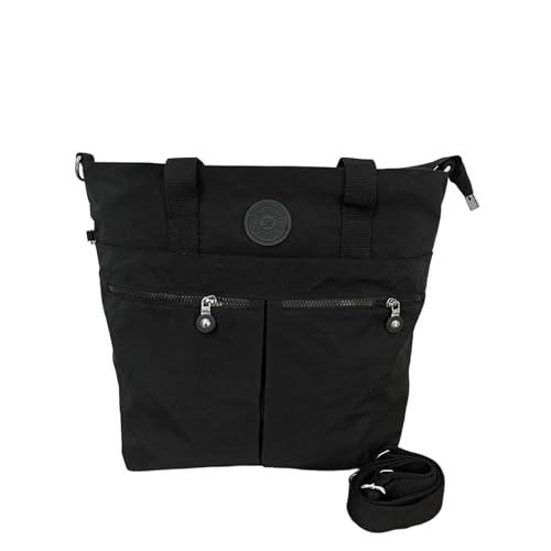 Image of CHIBAO Polyester Dual Handles Tote Bag for Women & Men | Large Capacity Multipurpose Shoulder Bag | Stylish Everyday Office, College, Travel & Shopping Handbag with Multiple Pockets Black
