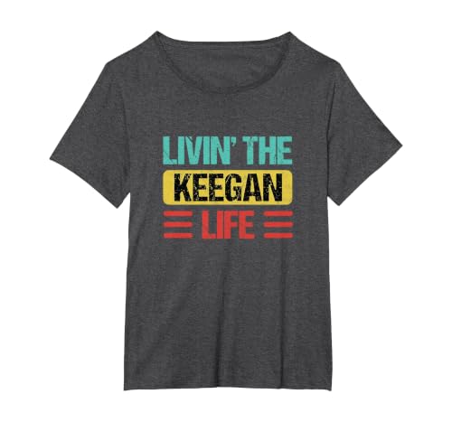 Keegan Name T-Shirt, Women's Plus, Dark Heather Grey, 6X