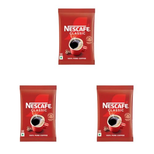Image of NESCAFE Classic Instant Coffee Powder | Great start to your morning | 100% Pure Coffee | 45g Pouch (Pack of 3)