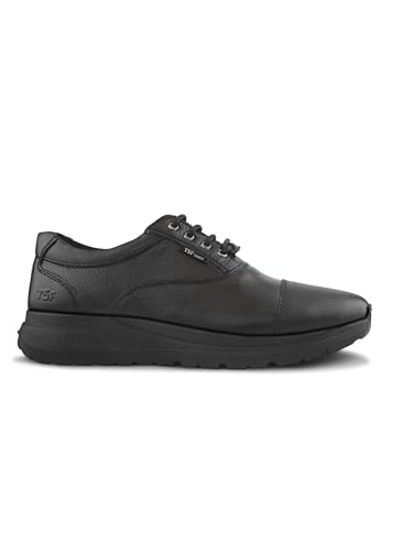 Image of TSF Police Black Leather Shoes for Men | Official Uniform Duty Shoes | Slip Resistant Sole | Lace-Up Comfort Fit