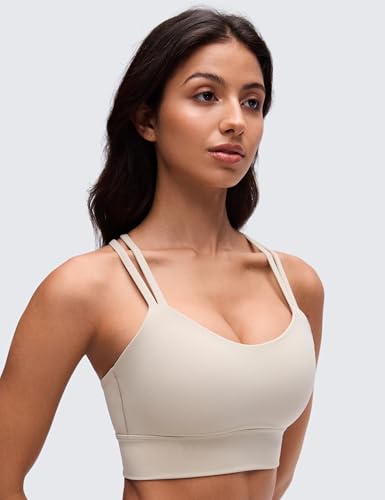 Image of CRZ YOGA Softness Mold Butterluxe Sports Bras | Molded Cup, Light Support, Yoga, Extremely Soft, Longline, Strappy Back, Scoop Neck, for Women