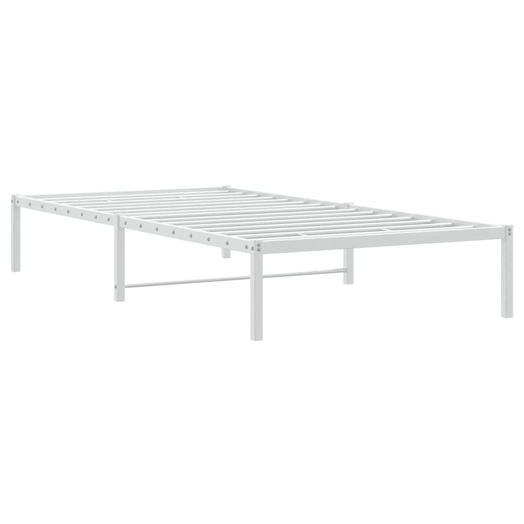 vidaXL Estructura de Cama, Somier de Listones con Almacenaje, Armazón Marco de Cama de Invitados, Mueble para Dormitorio, Metal Blanca 100x190 cm