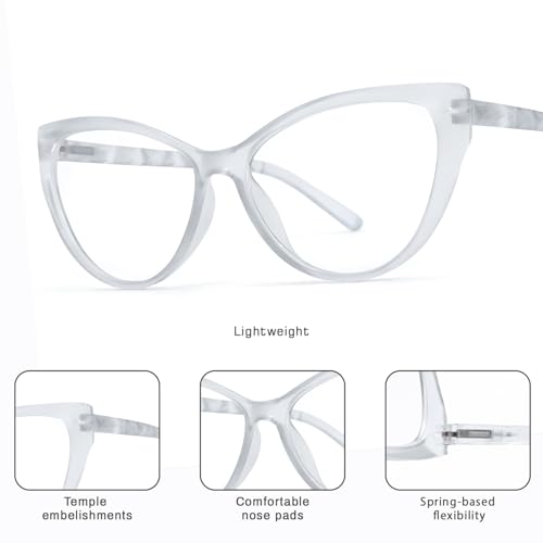 Image of Blue Light Blocking Cat Eye Glasses for Women Transparent Frame Anti UV Protection Zero Power Computer Glasses Lightweight Optical Frame