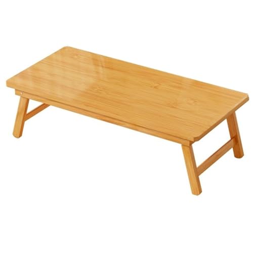 Bamboo Low Table Rectangular Foldable Laptop Desk for Bed, Japanese Style Tea Coffee Table Folding Portable Picnic Snack Table for Sitting On The Floor(67cm)
