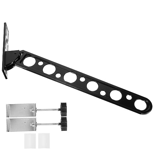 HOMOCONO 1 Set Punch- Clothes Rack Drying Rack Coat Hangers Laundry Room Supplies Clothes Bar Metal Clothes Hanger Holder Wall Hangers Wall Mount Clothes Rack Black Aluminum Alloy