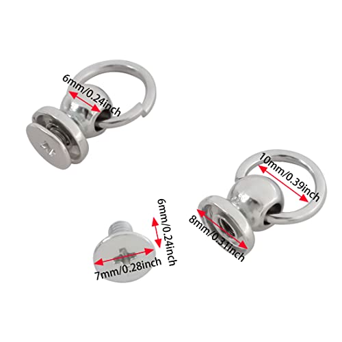 Aifeier Et 30 Pcs Screwback Screw Rivet Stud Silver Round Head Nail With Pull Ring Diy Accessory Nail For Leather Craft, Clothes, Bags,Hats, Belts Etc. #TOP2