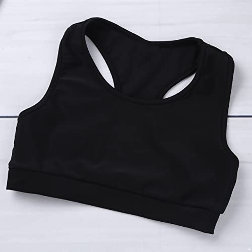 Agoky Kids Girls' Sports Bra Top and Booty Shorts Set Gymnastics Ballet Dance Sports Tracksuit or Swimwear Swimming Suit Black 8-10 Years - Thumbnail 5