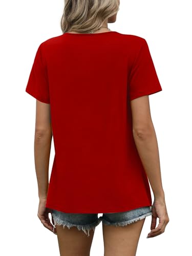 Image of WIHOLL Women T Shirts Pleated Short Sleeve Tops Business Casual Dressy Blouses