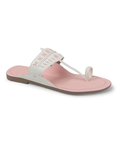 Image of SilverArrow womens Folk Bella Fashion Sandals|Kholapuri Style Flat With Open Back |Casual Wear