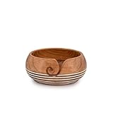 EDHAS Yarn Storage Acacia Wood Hand Made by Indian Artisans Yarn Bowl for Crocheting & Knitting (6' x 6' x 3'')
