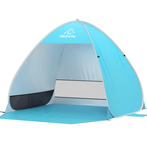 WolfWise UPF 50+ Fácil de Instalar Tienda de Playa Instantánea Automática Portátil Sombrilla Deportiva Sombrilla para Interiores Cobertura para Juegos de Interior Pérgola Cabana