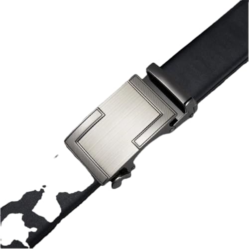 Men's Four Seasons Solid Color Automatic Buckle Leather Belt 3.5Cm Belt3