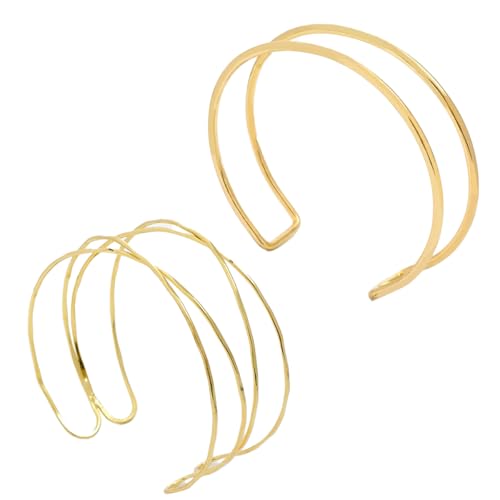 2PCS Gold Arm Cuff Bracelets for Women Jewelry Upper Arm Open Adjustable