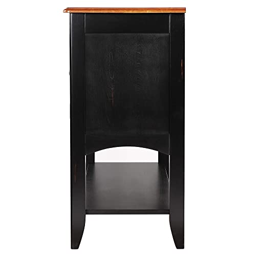 Sunset Trading Antique Black And Cherry Selections Sideboard With Large Display Shelf | 3 Drawers 2 Storage Cabinets, 18" Narrow And 54" Wide #TOP6