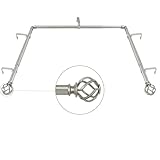 KAMANINA 1 Inch Bay Window Curtain Rods, Telescoping Center Curtain Rod for Bay Windows 36 to 72 Inch, Antique Silver Decorative Side drapery Rods 20 to 36 Inch, Twisted Cage Finials