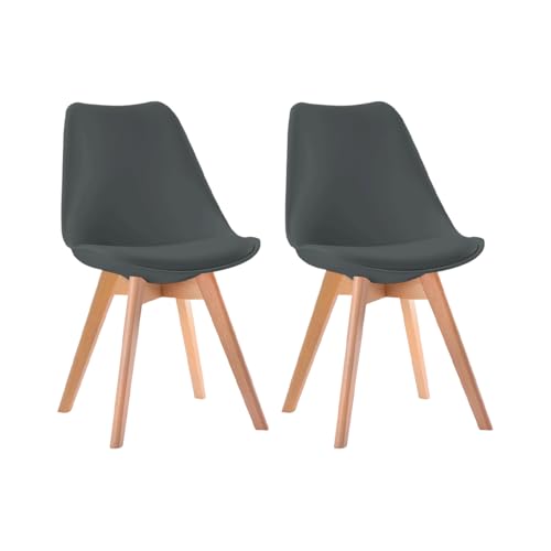 Catálogo para Comprar On-line Sillas Eames Baratas comprados en linea. 48 LINIUM - Set 2 Sillas Eames Tulip | Moderna | Asiento Acolchado | Diseño Minimalista | Elegante | Interior y Exterior (Gris Oscuro)