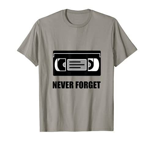 VHS Cassette Tape Never Forget Funny T-Shirt T-Shirt, Grey