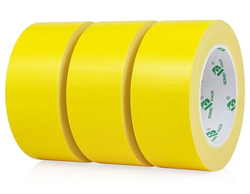 Image of BOMEI PACK Light Yellow Duct Tape, 3Rolls Heavy Duty Strong Industrial Color Duct Tape 9.0mil x 1.88inch x 30yds for Packing and Repairing