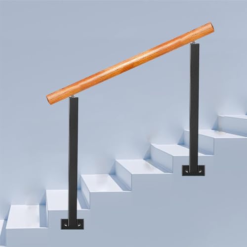 Rambarde d'escalier extérieure en fer forgé artisanal pour marches d'entrée nobles