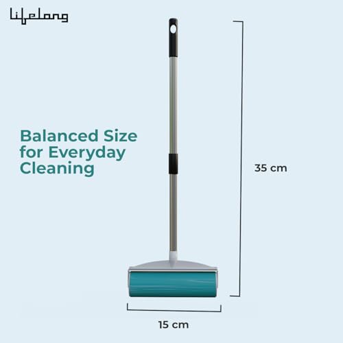 Image of Lifelong Premium Large Adhesive Roller for Hair and Dust Removal | 19cm Wide Washable Sticky Roller with 105cm Iron Handle | High Glue Thickness for Efficient Cleaning on Floors, Carpets & More