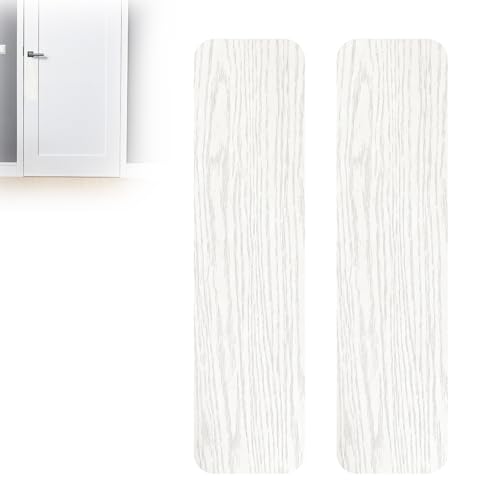 Image of Durable Cat & Dog Door Protector from Scratching - Anti-Scratch Guard for Interior/Exterior Doors, Stainless Steel Self-Adhesive Kick Plate (White Oak Woodgrain, 4"x16", 2-Pack)