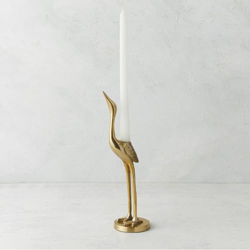 Z Gallerie Crane Taper Candle Holder, Gold, Aluminum (Candles Not Included)