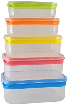 Rectangular 10 Piece Food Storage Containers with Lids Airtight (5 Containers & 5 Lids) Plastic Meal Prep Container for Pantry Organization BPA-Free Leak-Proof Microwave Safe