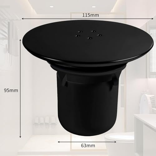 ANBOO Duschabfluss, schwarz, 90 mm/115 mm, Universal-Duschabfluss, verchromt, Ersatz für Duschablauf, schneller Durchfluss