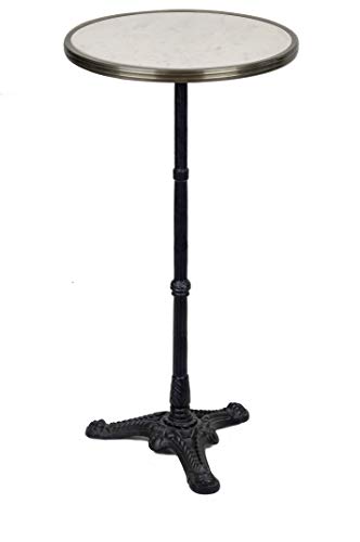White Marble Bistro Tisch, 51 cm, mit schwarzem Iron Base, Bar Height