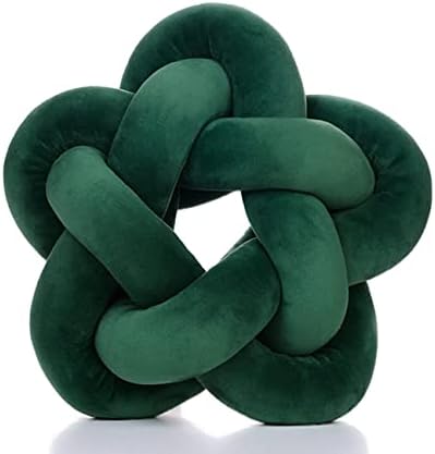 ZANYB Knot Plush Throw Pillow Handmade Knotted Star Soft Sofa Lumbar Cushion Stuffed Ball Pillow Home Office Children Room Decor, Emerald Green 12.59 in32 cm