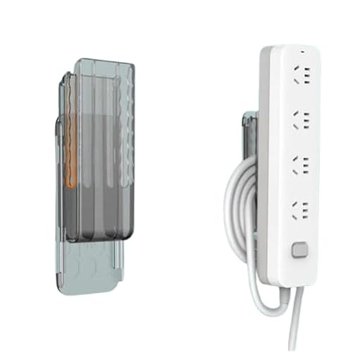 Suporte Autoadesivo para Filtro de Linha Universal Fixador de Parede Sem Furo Alta Fixação Encaixe Rápido Organizador de Cabos e Extensão Branco (Transparente)