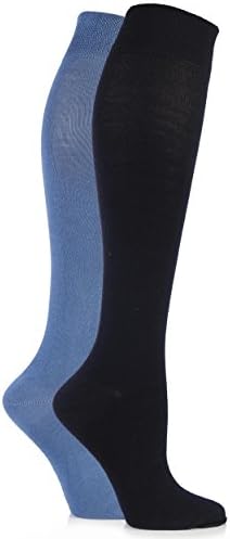 SockShop Womens Plain and Patterned Bamboo Knee High Socks Pack of 2