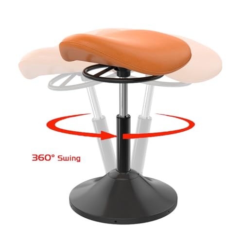 Image of Saddle Stool,Lift Wobble Stool Standing Chair with 360 Swivel, Tilting Balance Chair with Adjustable Height for Active Learning Sitting(Orange)