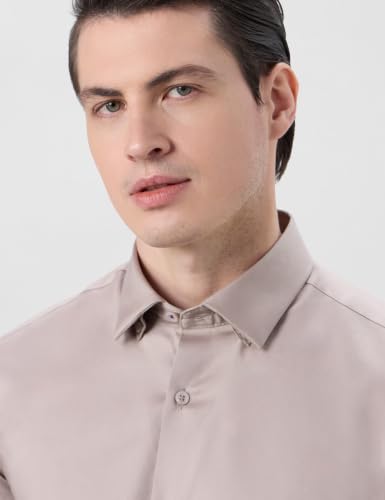 Image of Symbol Premium Men's Slim Fit Satin Formal /Dress Shirt | 100% Cotton | Soft & Lustrous Finish | Available in Plus Sizes