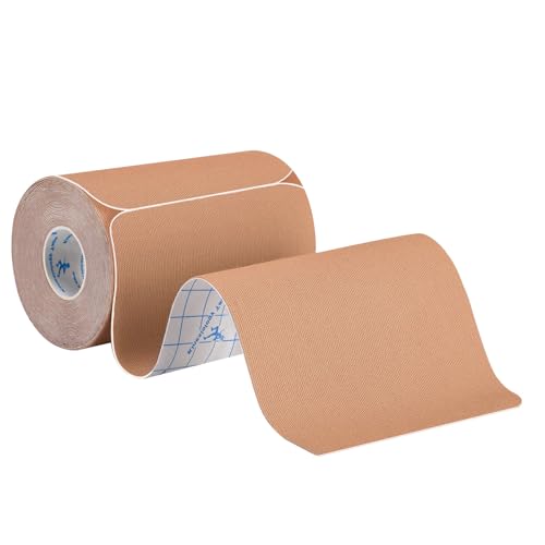 ANAMPION Kinesiology Tape Precut 10cm Waterproof Sports Tape for Athletes Physio Elastic Tape Pain Relief Adhesive for Muscles Shin Splints Ankle Knee & Shoulder 5m (Flesh Color 10CM 1Rolls)