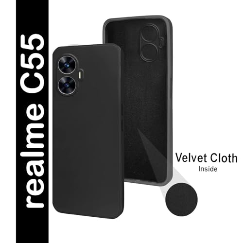 Image of for [ Realme C55 5G / Narzo N55 5G ] Liquid Silicone Back Case Cover Flexible |Inner Lining| with Camera Protection Back Cover for [ Realme C55 5G / Narzo N55 5G ] - Black
