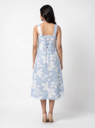 Image of Women's Printed Midi Dress, Square Neck, Sleeveless, A-Line Fit, Casual Summer Wear