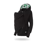  fun2bemum Luna 3in1 Tragejacke Tragepullover für Mama & Baby Schwarz/Monstera (XS)