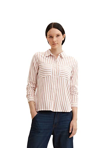 TOM TAILOR Denim Damen Bluse mit Streifen 1033614, 30578 - Amber White...
