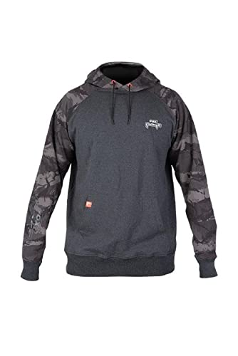 Fox Angler-Pullover Hoodie – Schwarz/camo, 310 Gsm, Mit Microfleece-Kapuze, 80% Baumwolle, 20% Polyester