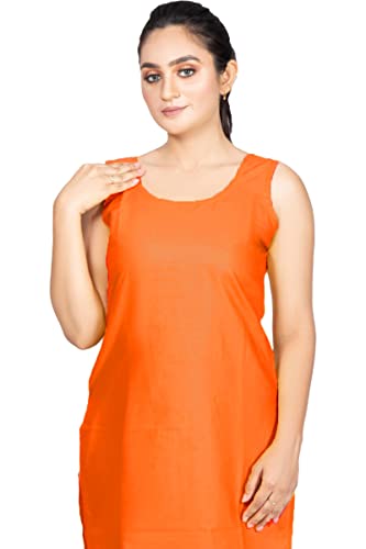 Image of Women's Cotton Long Camisole for Kurti /Suit Slip /Long Inner /Samij for Women Sameej /Knee Length Inner Wear /Sameez /Kurti Slip /Round Neck /Invisible