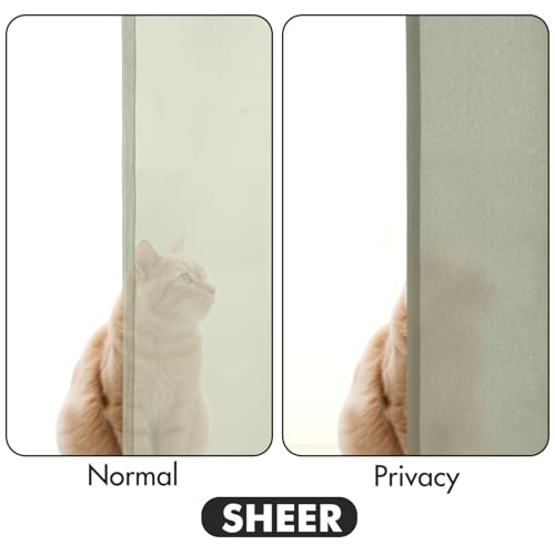 Image of MIULEE Sage Green Semi Sheer Privacy Curtains Drapes 2 Panels 52W x 84L | Semi sheer privacy, non-see-through, light filtering, fits kitchen, bathroom, bedroom