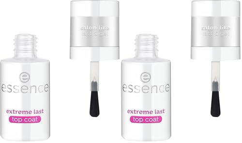Essence Cosmetics Extreme Last Smalto Unghie Top Coat, Lunga Durata, Levigante, Protettivo, Lucida, 8 ml (Confezione da 2)