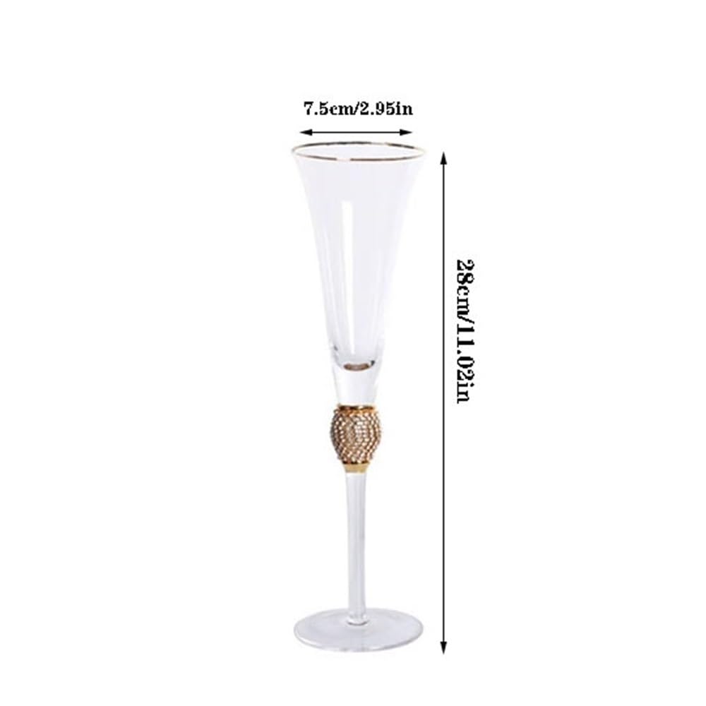 Flauta de champán Copa de champán con boca dorada, juego 2 copas cristal, capacidad 7,44 oz for reuniones empresa Fiesta