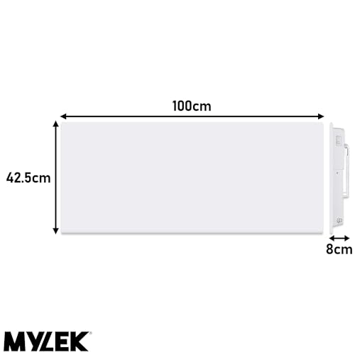 MYLEK Panel Heater Radiator 2KW Electric - Daily and Weekly Timer, Digital Thermostat - Wall Mounted Slim White Panel Heater for Bathroom, Office, Bedroom, Garage (2000 Watt) Lot 20 Compliant