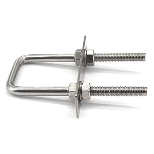 M6x30x55mm 304 Stainless Steel Square U Bolts with Hex Nuts,Frame Plate,Round Washers (4 Pieces) - Image 2