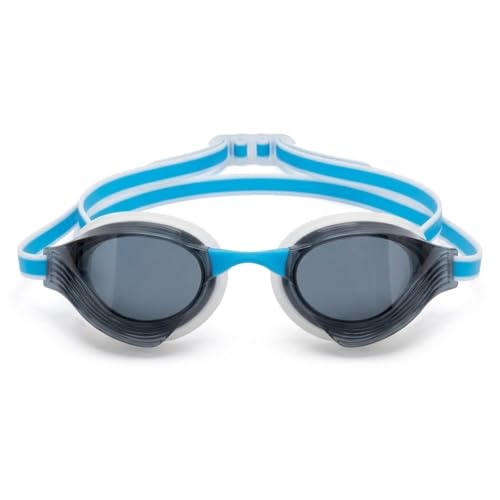 Image of BURNLAB Swimming Goggles for Everyday Pool Use, Clear Vision Lens, Easy Adjustable Strap, Unisex Adult (White plated with blue)