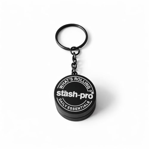 Image of Stash-Pro Mini Metal Grinder with Keychain | Pocket Herb & Spice Crusher | Black