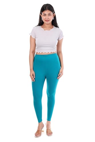 Image of TPF Women Solid Cotton Lycra Stretchable Leggings | Comfortable Ankle-Length Slim Fit Leggings for Women & Girls | Soft, Breathable Wear Bottoms